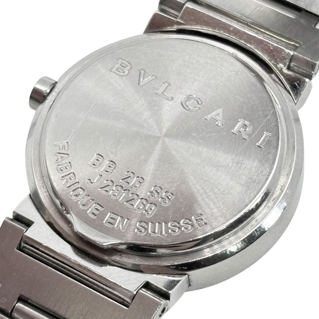 BVLGARI ブルガリ ブルガリブルガリ レディース腕時計 クオーツ SS シルバー/黒文字盤 BB26SS