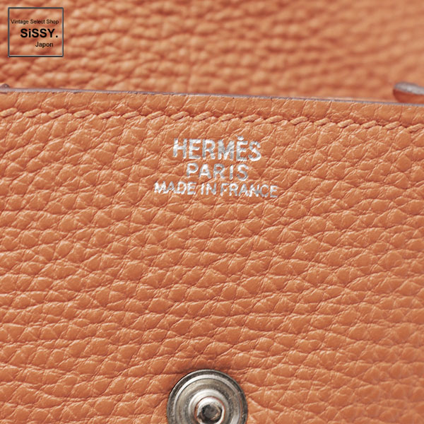 ■エルメス■ ルヴァンキャトル コインケース トゴ オレンジ系 □J刻印 シルバー金具 【HERMES】