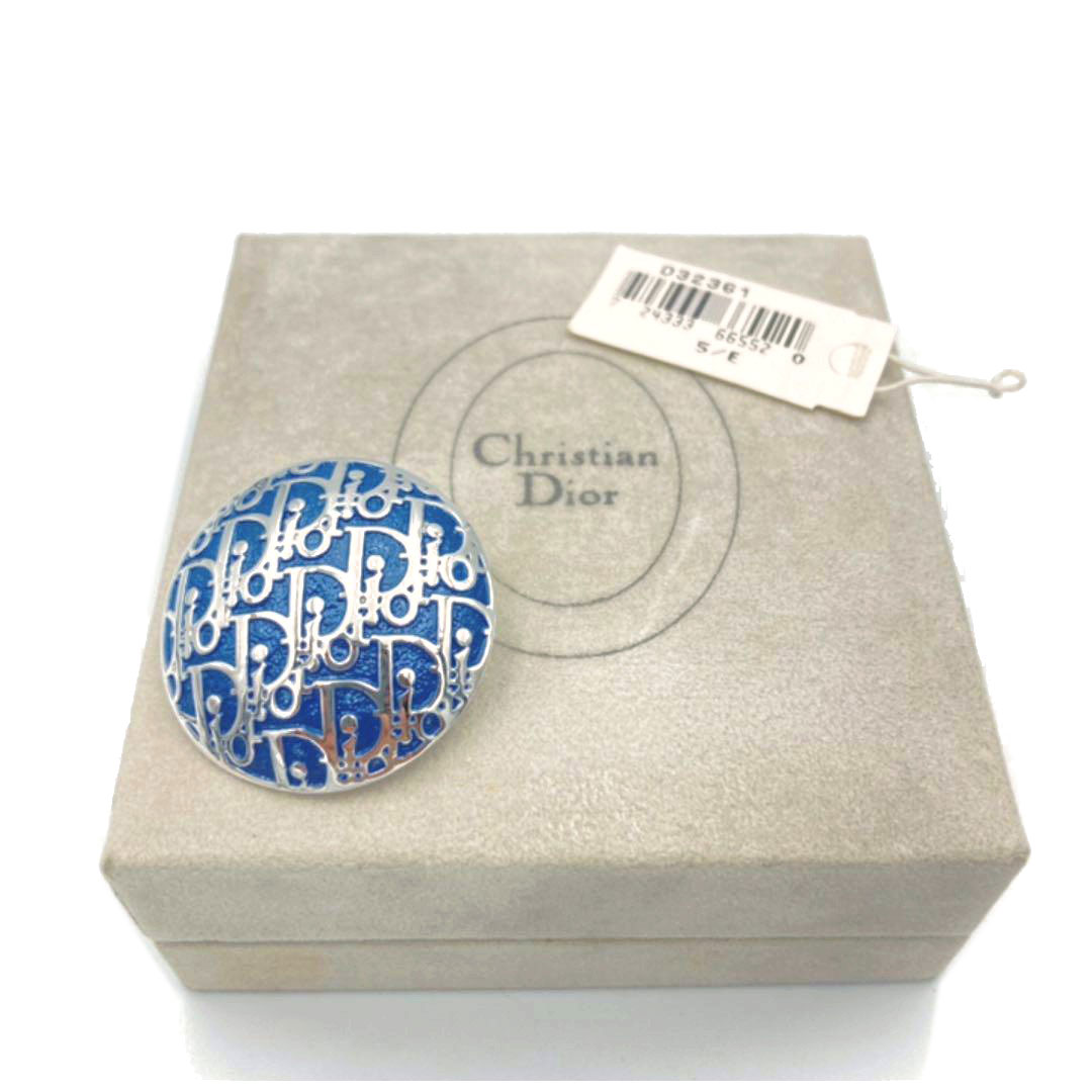 Christian Dior クリスチャンディオール ブローチ トロッター シルバー ブルー