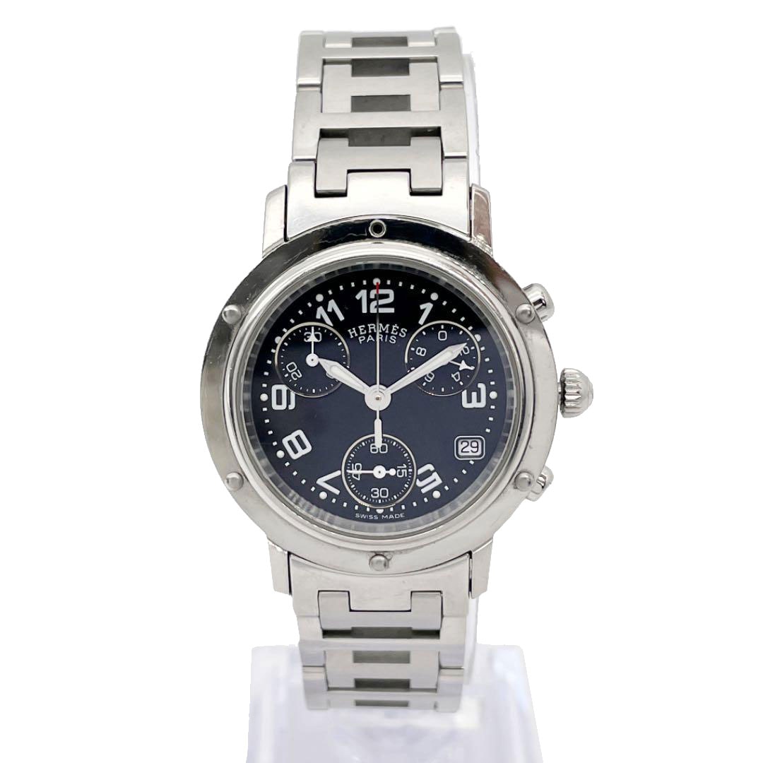 エルメス クリッパー クロノグラフ CL1.310 クォーツ シルバー黒盤 不動 クリッパークロノグラフ[CL1.310] Clipper Chronograph