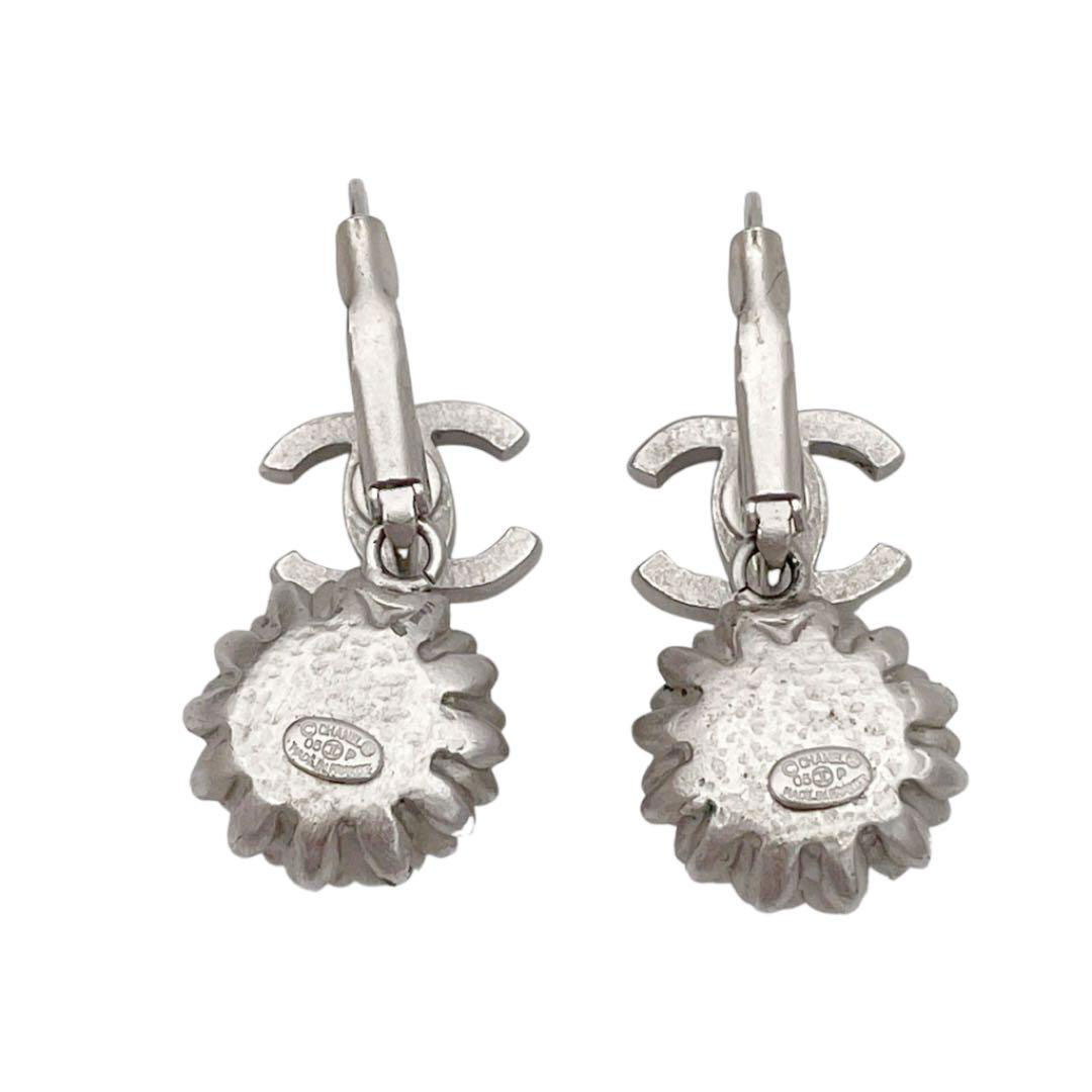 CHANEL シャネル フープピアス ココマーク フェイクパール シルバー