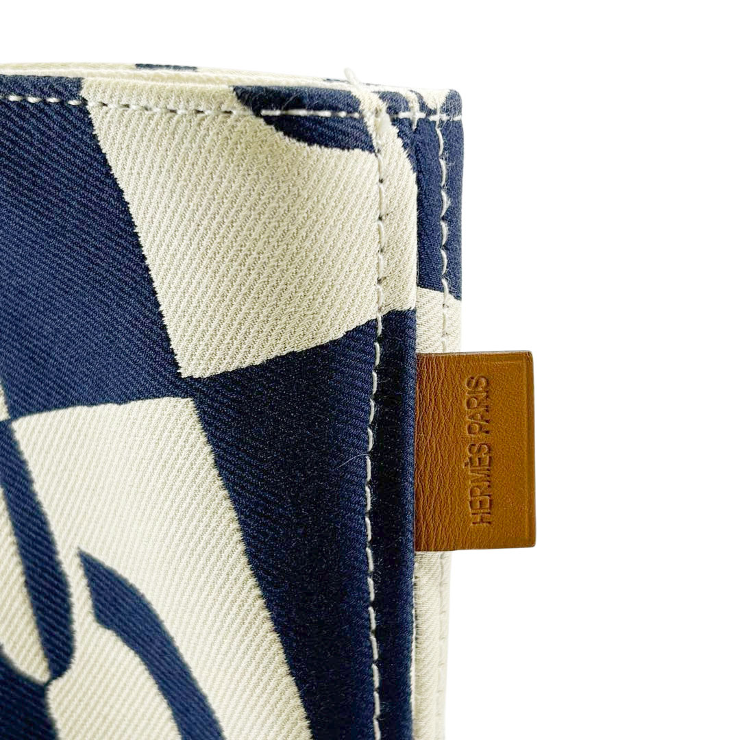 HERMES エルメス トートバッグ パニエド プラージュPM シェーヌダンクル柄 キャンバス アイボリー/ネイビー