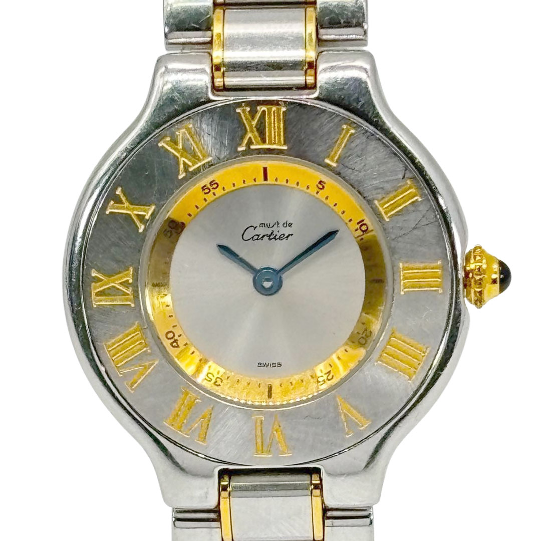 Cartier カルティエ レディース腕時計 マスト21 ヴァンティアン QZ SS シルバー ゴールド コンビ 1340