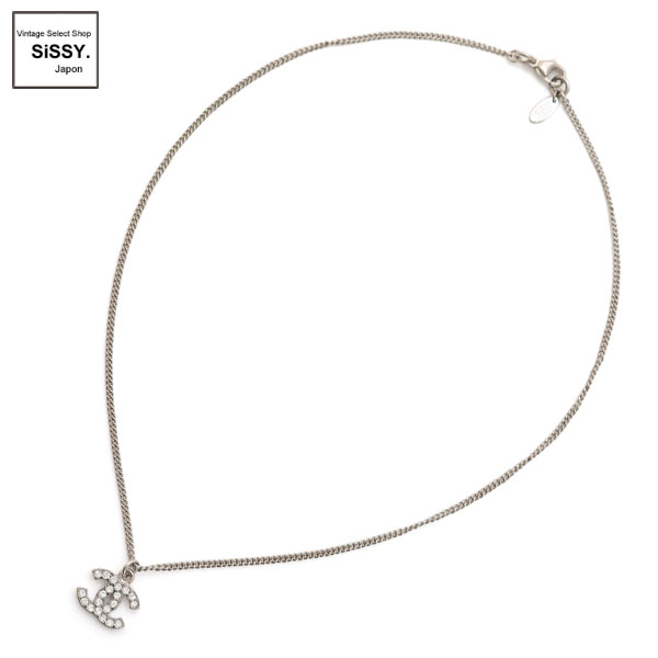 ■シャネル■ ココマーク ネックレス シルバー ラインストーン 09V 【CHANEL】