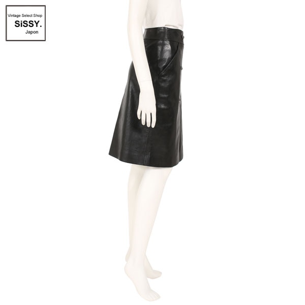 ■シャネル■ スカート ラムスキン レザー ブラック 04A 【CHANEL】