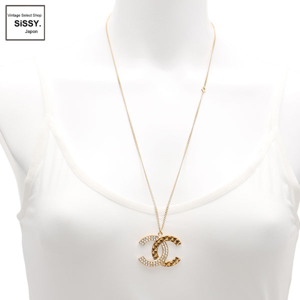■シャネル■ ココマーク ネックレス ラインストーン ゴールド B17C 【CHANEL】