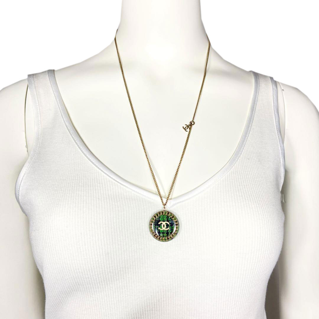 シャネル　ツイード　ネックレス CHANEL シャネル ネックレス ツイードモチーフ ココマーク 14C