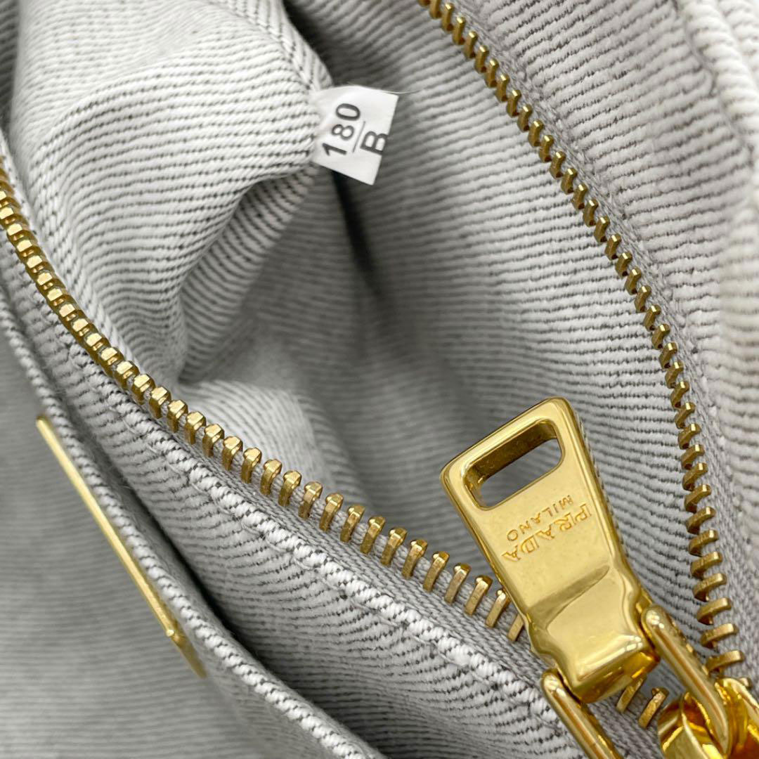 PRADA プラダ カナパ 2WAYトートバッグ スモール コットンデニム ビアンコ（グレー系） 1BG439