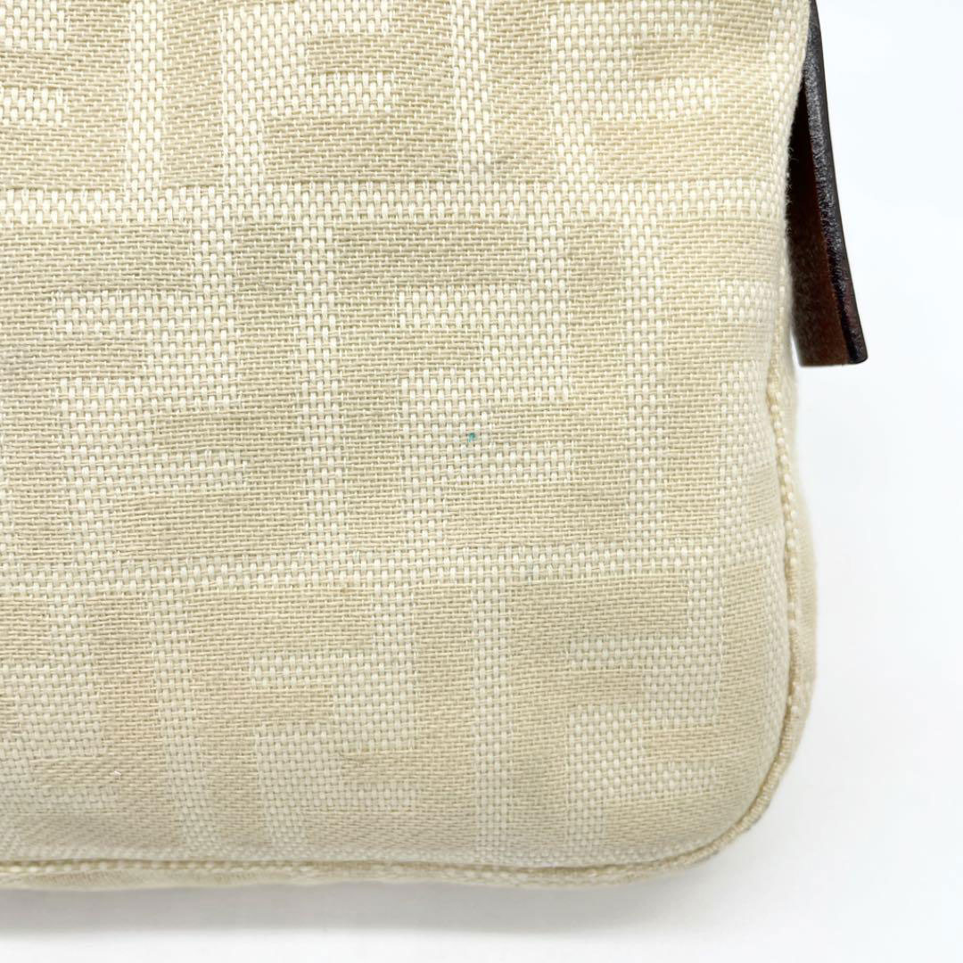 FENDI フェンディ マンマバケット ショルダーバッグ ズッカ柄 キャンバス レザー ベージュ ブラウン