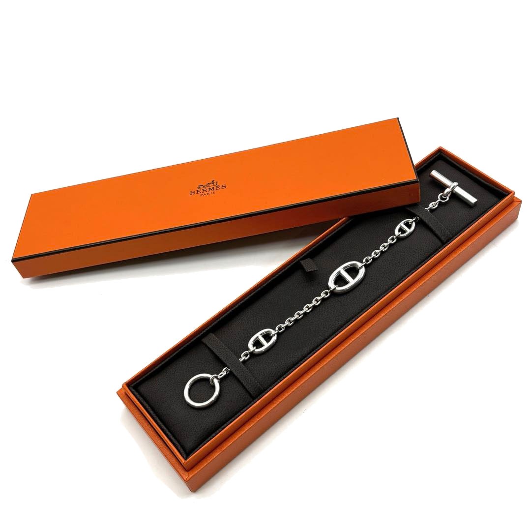 HERMES エルメス シェーヌダンクル ファランドール ブレスレット LGサイズ Ag925 シルバー 25.5g 23AB362745