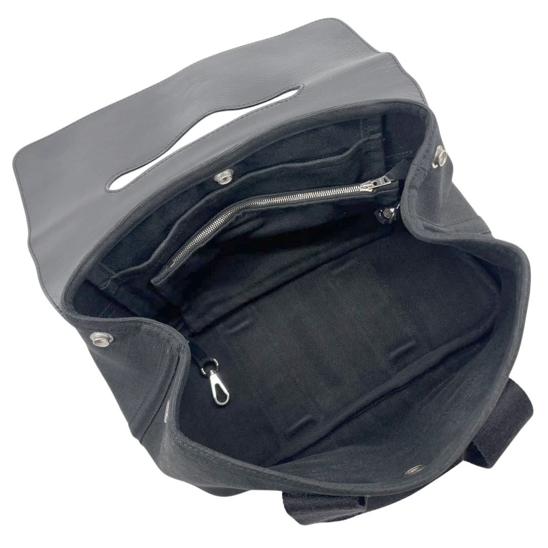 HERMES エルメス ハンドバッグ ヴァルパライソPM トワルシェブロン/レザー ブラック