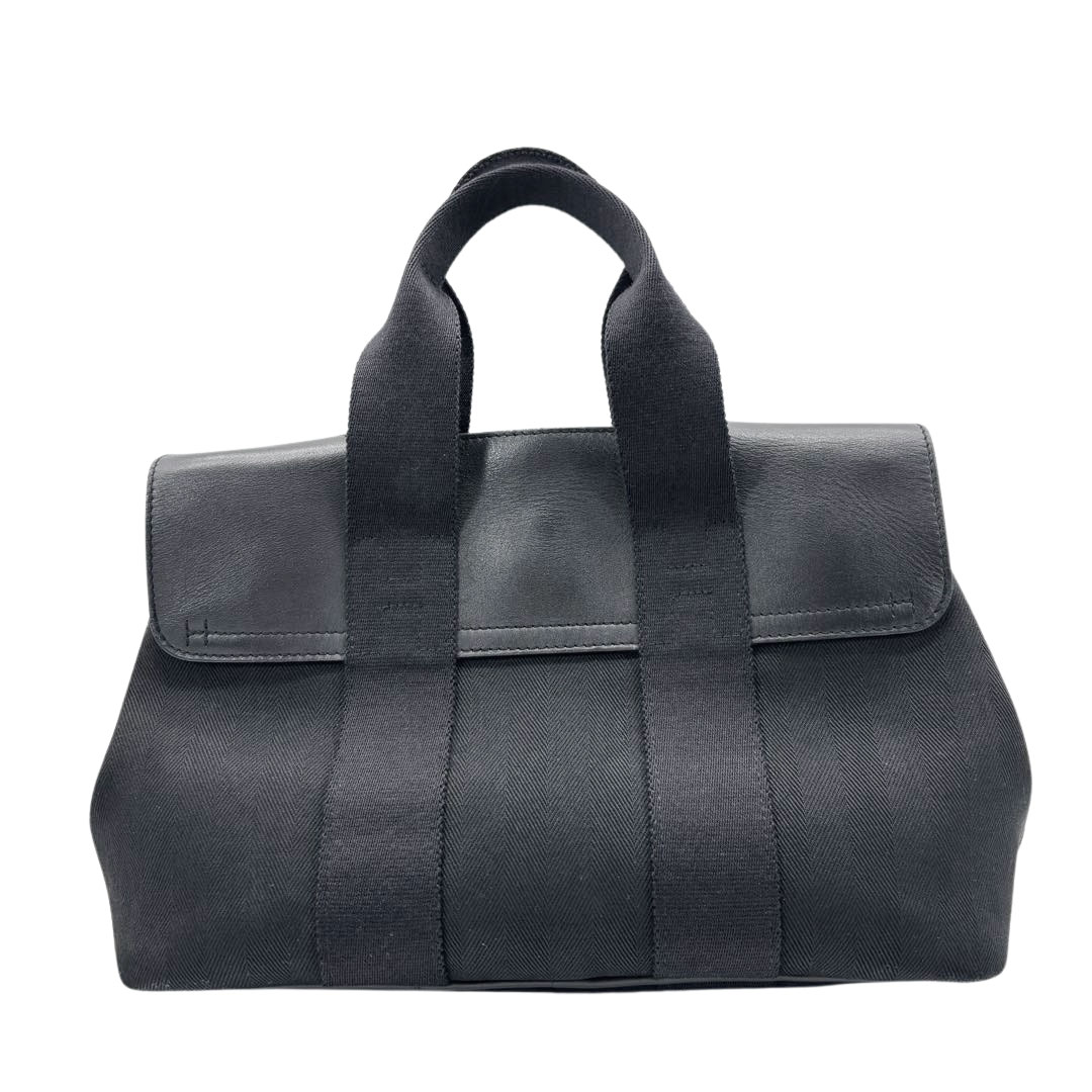 HERMES エルメス ハンドバッグ ヴァルパライソPM トワルシェブロン/レザー ブラック