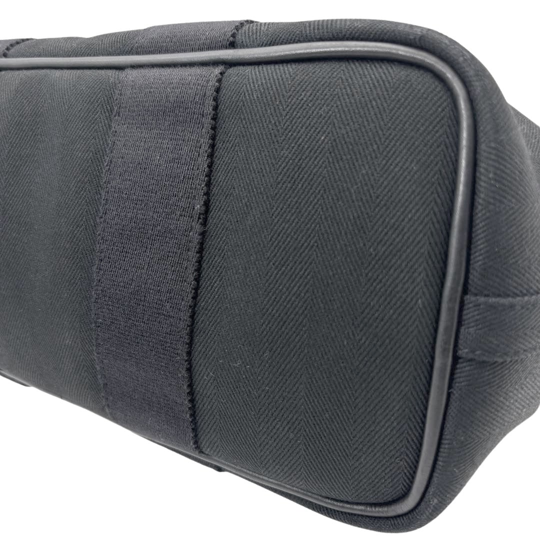 HERMES エルメス ハンドバッグ ヴァルパライソPM トワルシェブロン/レザー ブラック