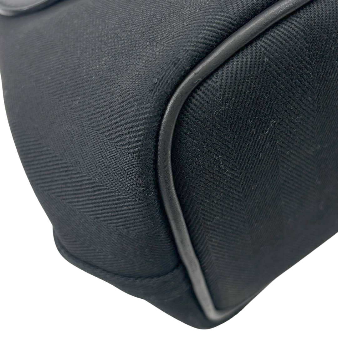 HERMES エルメス ハンドバッグ ヴァルパライソPM トワルシェブロン/レザー ブラック