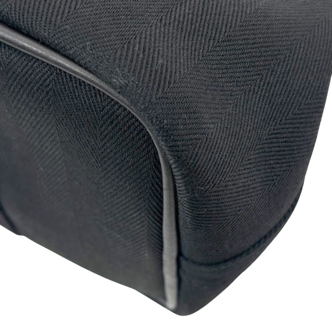 HERMES エルメス ハンドバッグ ヴァルパライソPM トワルシェブロン/レザー ブラック