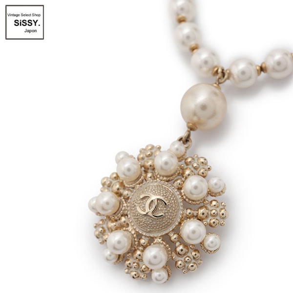 □シャネル□ ココマーク ネックレス フェイクパール ゴールド  