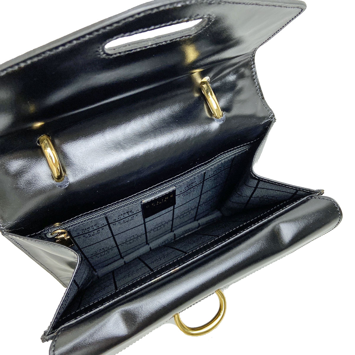 □セリーヌ□ ハンドバッグ カーフレザー ブラック ヴィンテージ