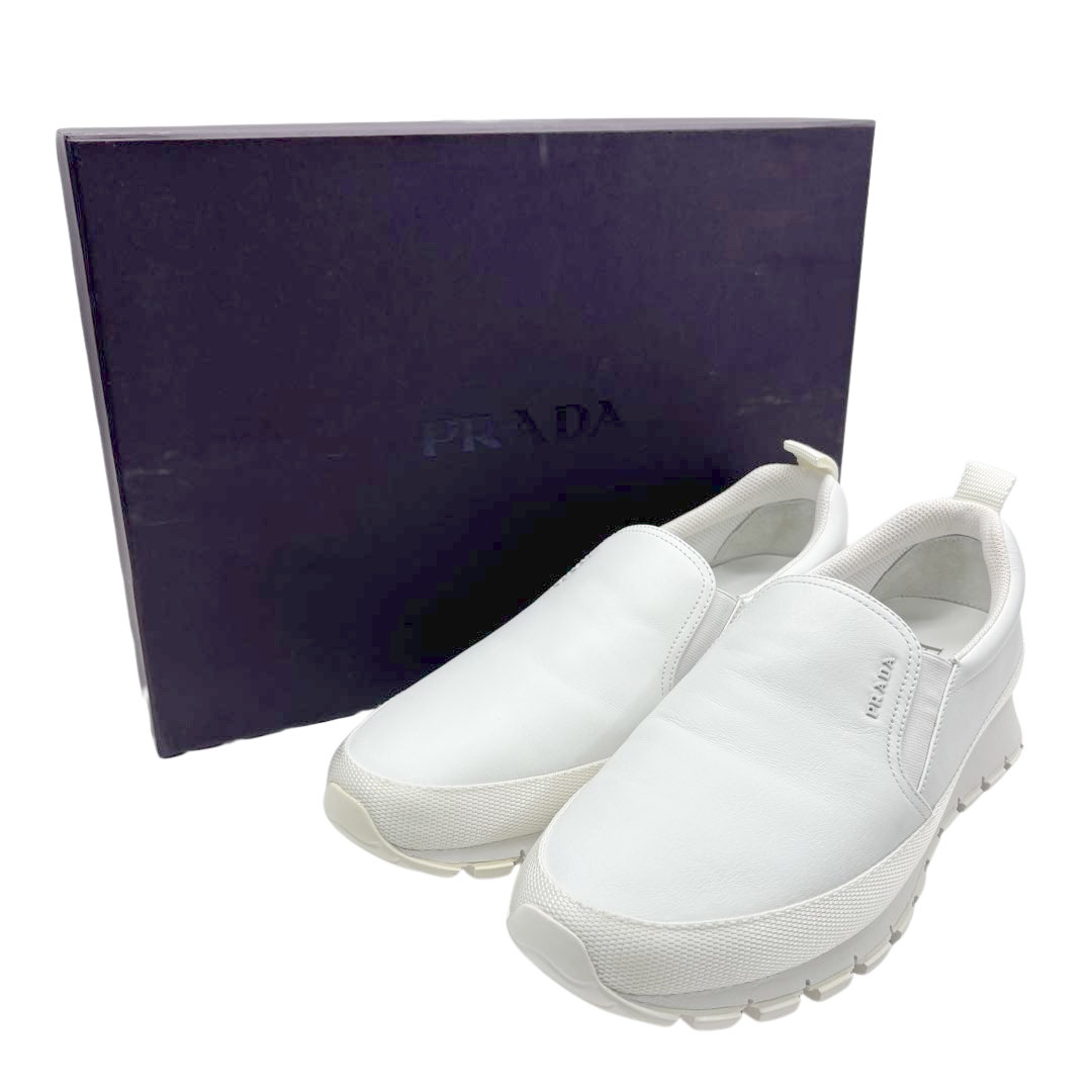 PRADA プラダ メンズ スリッポン スニーカー レザー ホワイト 6
