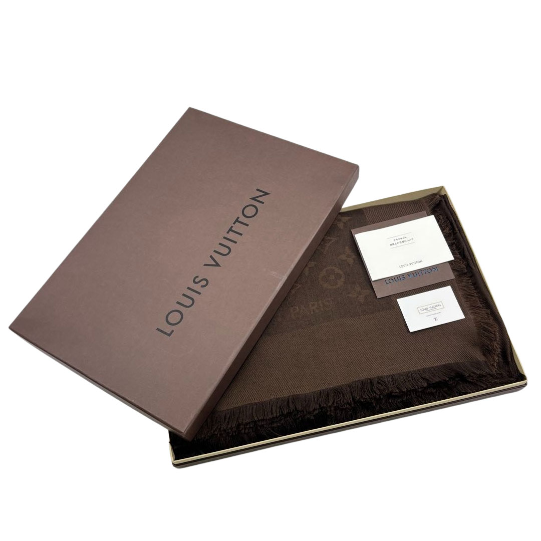 LOUIS VUITTON ルイヴィトン ショール・モノグラム シルク/ウール