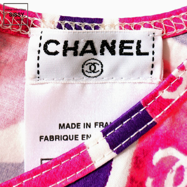 ■シャネル■ ココマーク トップス コットン パープル ピンク 白 01P 38(S) 【CHANEL】