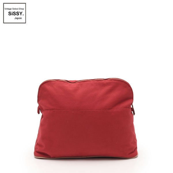 ■エルメス■ ボリードポーチ 35 ポーチ キャンバス レザー レッド 【HERMES】