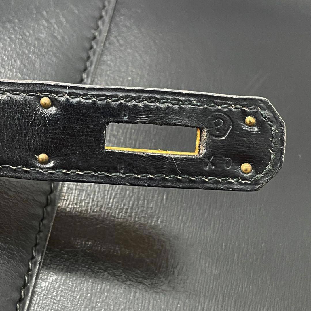 HERMES エルメス ケリー32 ハンドバッグ ボックスカーフ 外縫い ブラック ゴールド金具 ○P刻印（1986年頃製造）