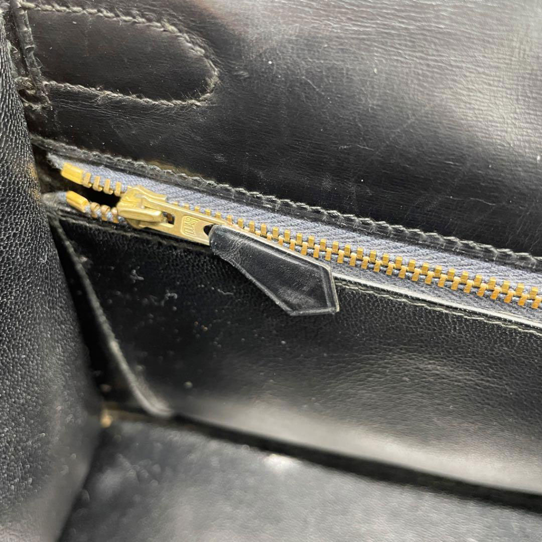 HERMES エルメス ケリー32 ハンドバッグ ボックスカーフ 外縫い ブラック ゴールド金具 ○P刻印（1986年頃製造）