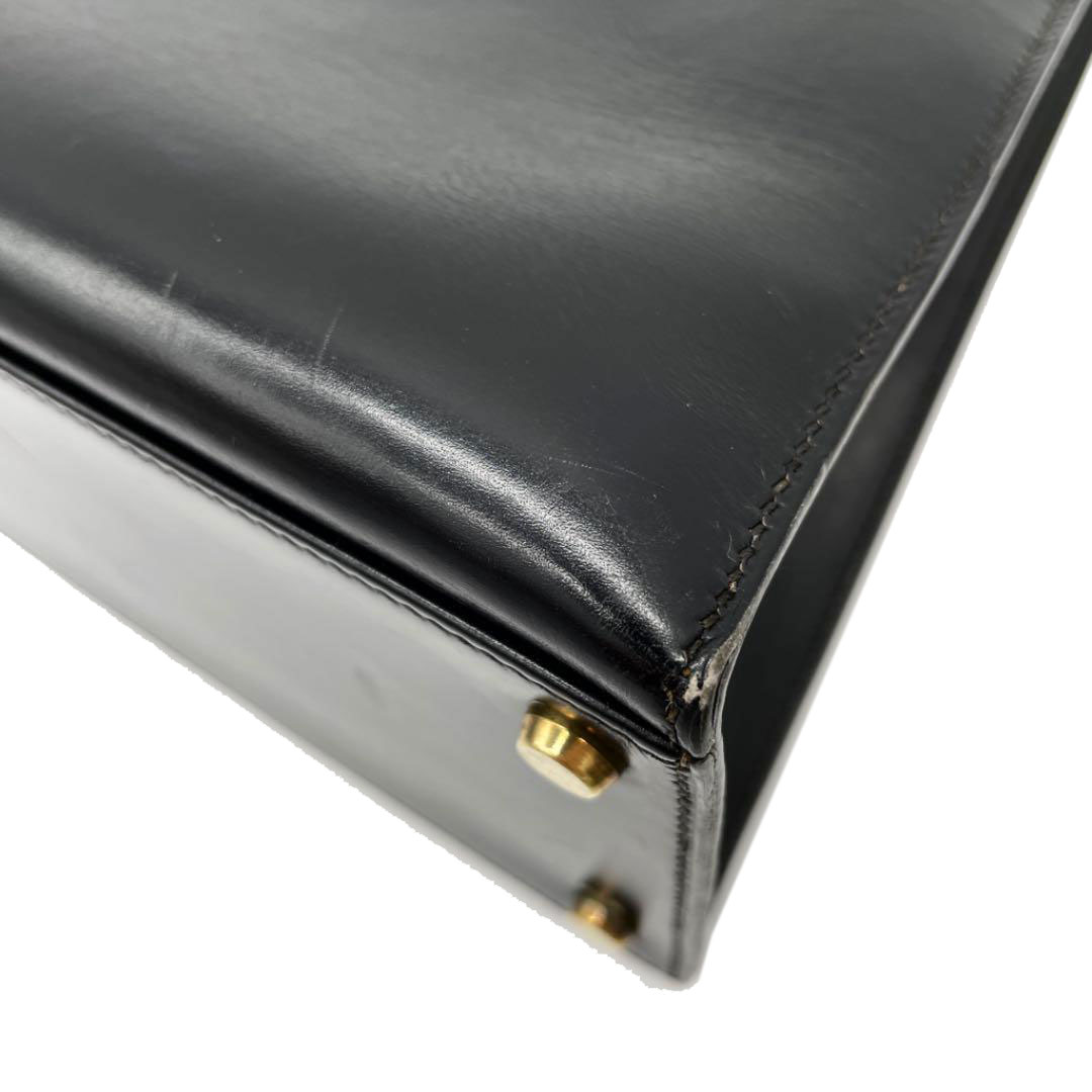 HERMES エルメス ケリー32 ハンドバッグ ボックスカーフ 外縫い ブラック ゴールド金具 ○P刻印（1986年頃製造）