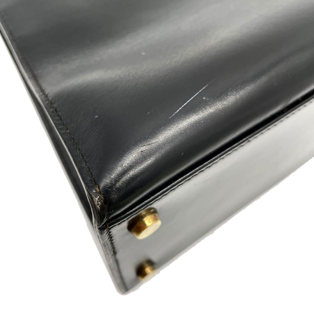 HERMES エルメス ケリー32 ハンドバッグ ボックスカーフ 外縫い ブラック ゴールド金具 ○P刻印（1986年頃製造）