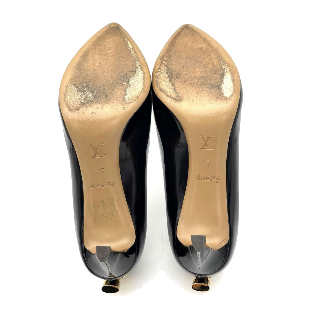 LOUIS VUITTON ルイヴィトン パンプス エナメル パドロック付き ブラック 37(約24cmくらい) NL0171