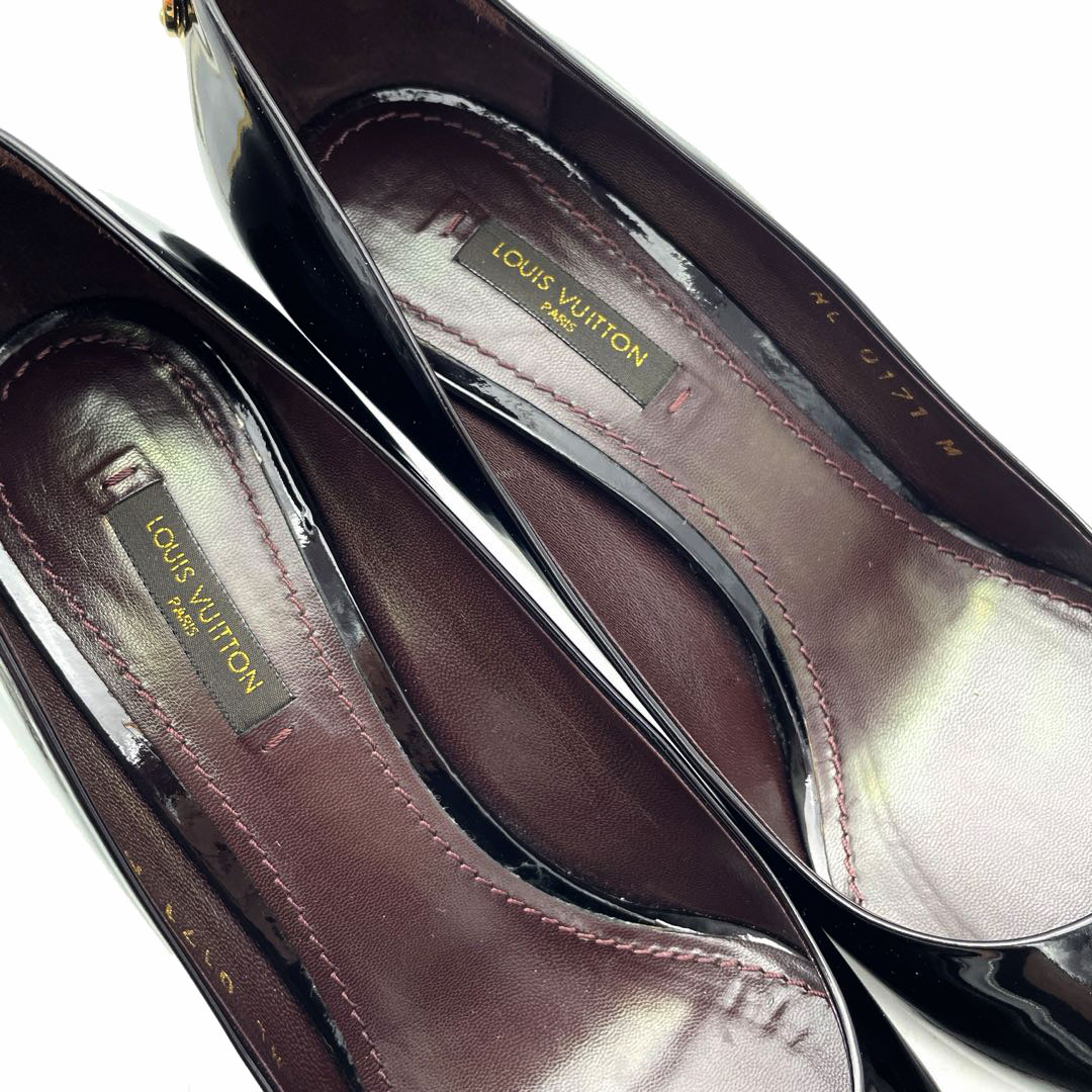 LOUIS VUITTON ルイヴィトン パンプス エナメル パドロック付き ブラック 37(約24cmくらい) NL0171