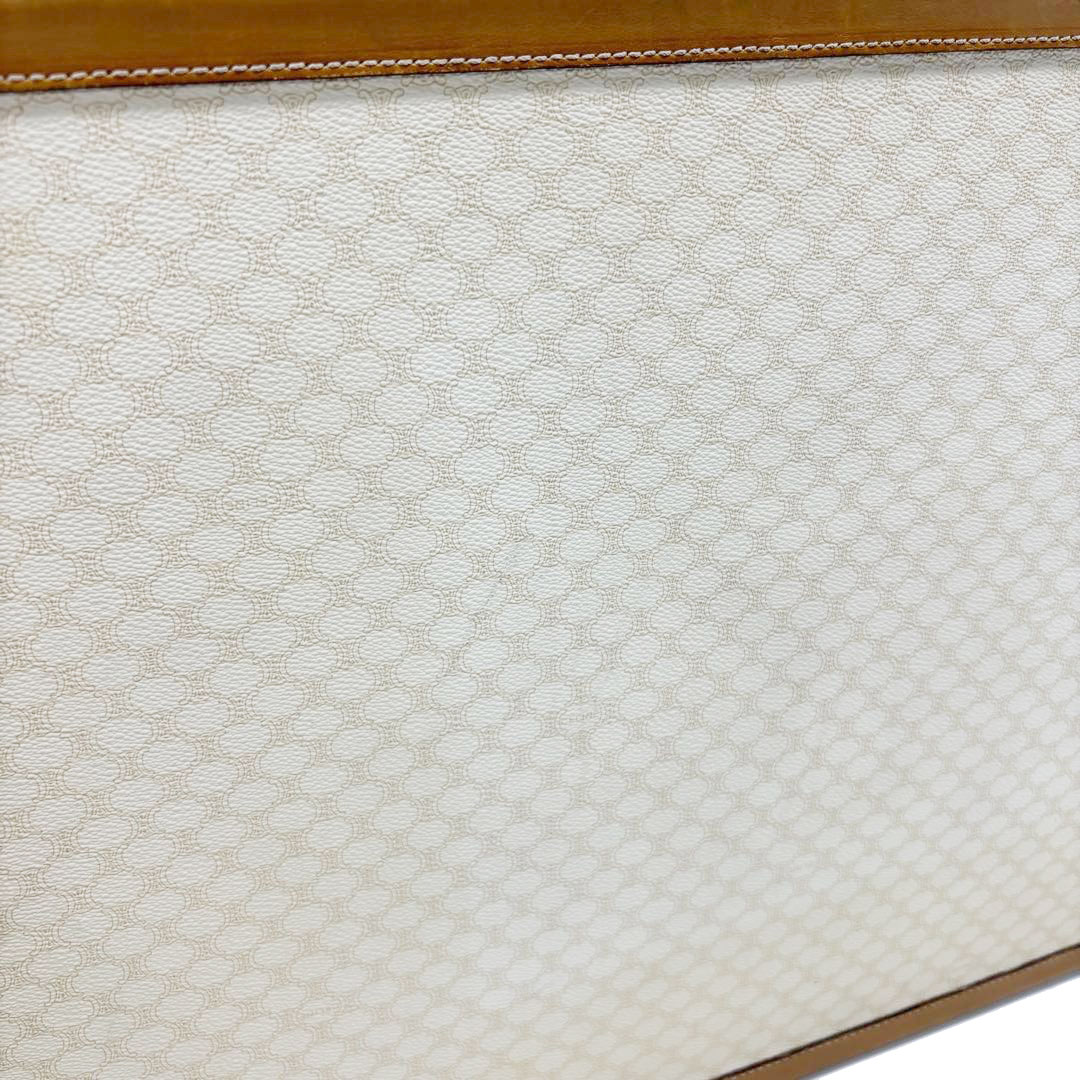 CELINE セリーヌ ヴィンテージトランク トラベルバッグ マカダム柄 PVC/レザー ベージュ/ライトブラウン/ゴールド金具