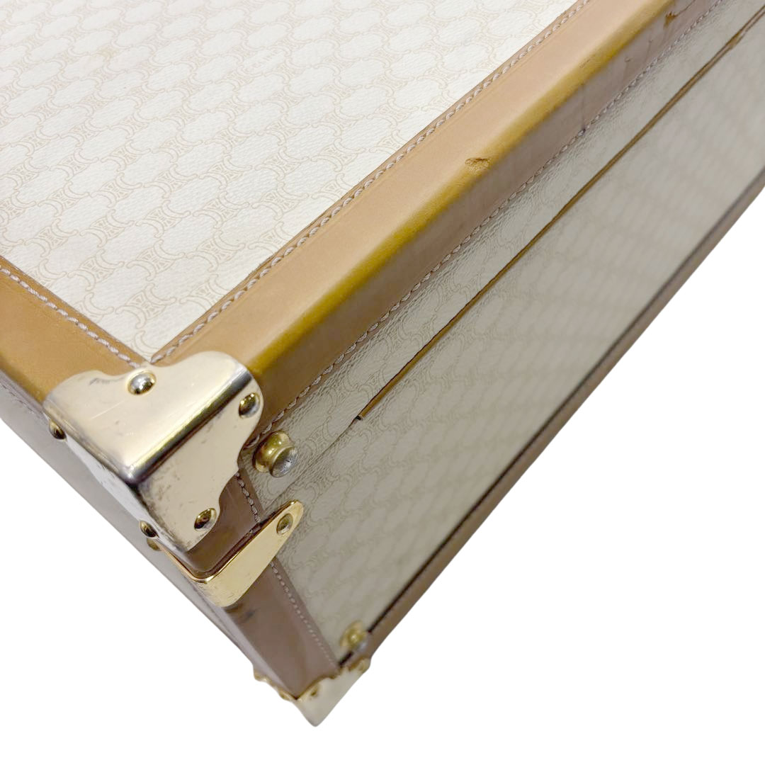 CELINE セリーヌ ヴィンテージトランク トラベルバッグ マカダム柄 PVC/レザー ベージュ/ライトブラウン/ゴールド金具