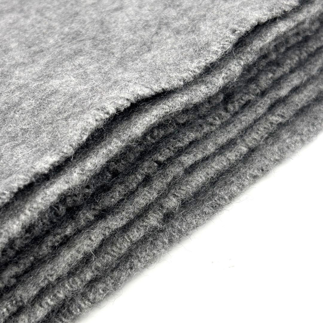 HERMES エルメス ショール ストール マフラー ロゴ刺繍 無地 カシミヤ100％ グレー スコットランド製