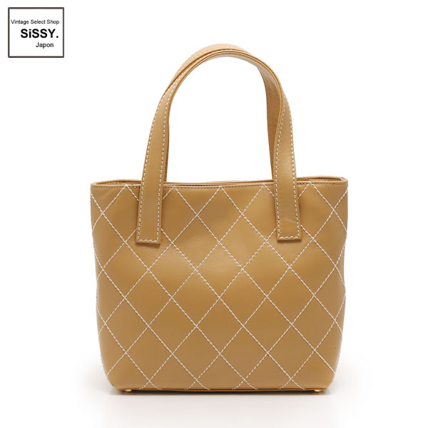 CHANEL シャネル ワイルドステッチ ミニトートバッグ ゴールド金具 □シャネル□ ハンドトートバッグ ワイルドステッチ レザー ベージュ