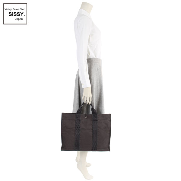 ■エルメス■ エールラインMM トートバッグ ナイロンキャンバス グレー 【HERMES】