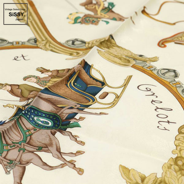 □エルメス□ スカーフ カレ90 「Plumes et Grelots」 シルク