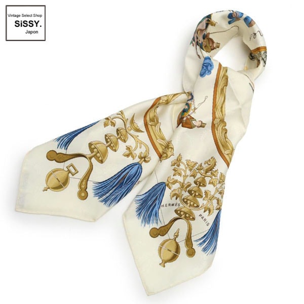 □エルメス□ スカーフ カレ90 「Plumes et Grelots」 シルク