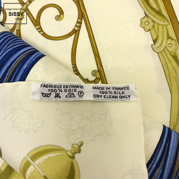 ■エルメス■ スカーフ カレ90 「Plumes et Grelots」 シルク アイボリー マルチカラー【HERMES】