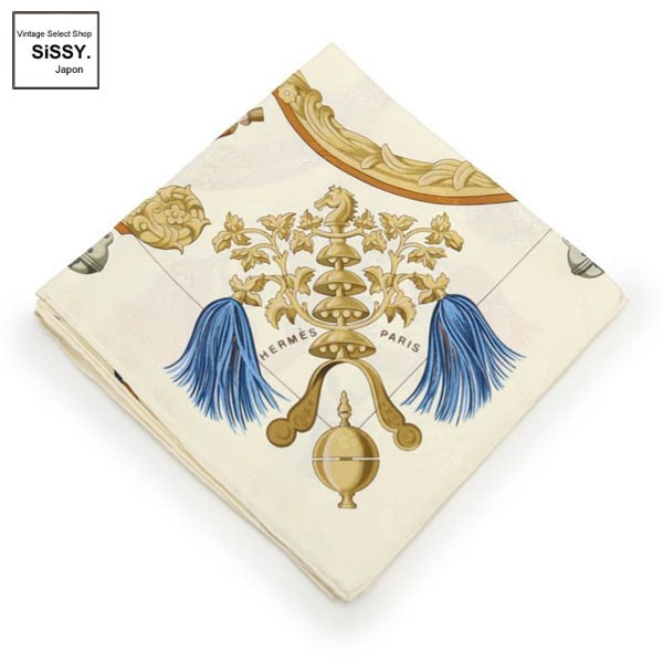 □エルメス□ スカーフ カレ90 「Plumes et Grelots」 シルク