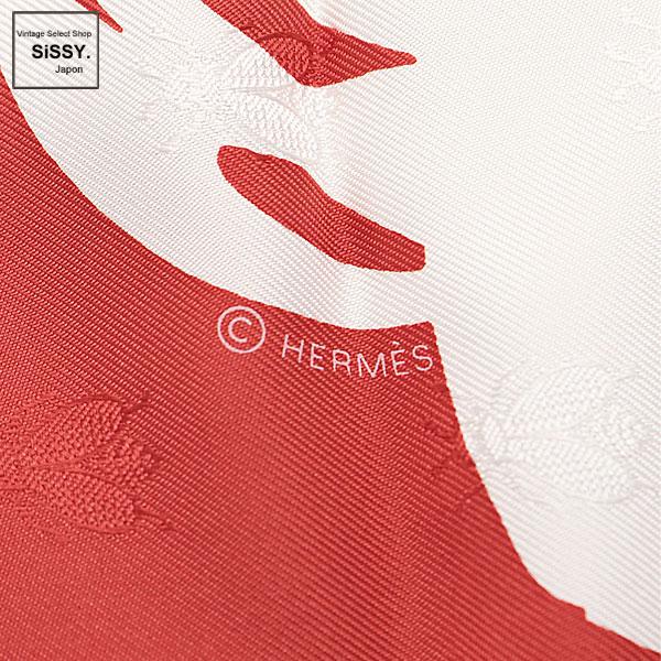 ■エルメス■ カレ90 「 Brides de Gala」 スカーフ シルク レッド ホワイト 【HERMES】