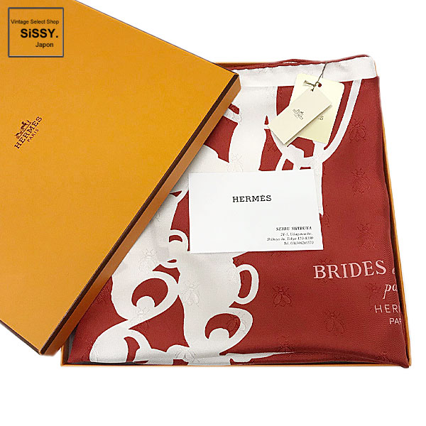 ■エルメス■ カレ90 「 Brides de Gala」 スカーフ シルク レッド ホワイト 【HERMES】