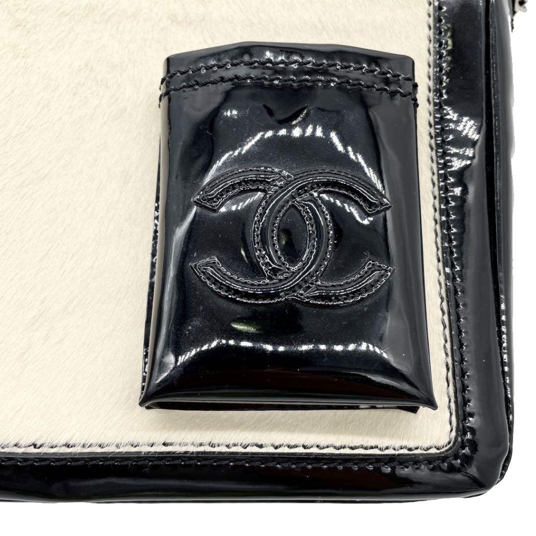 CHANEL シャネル チェーントートバッグ エナメル ハラコ  