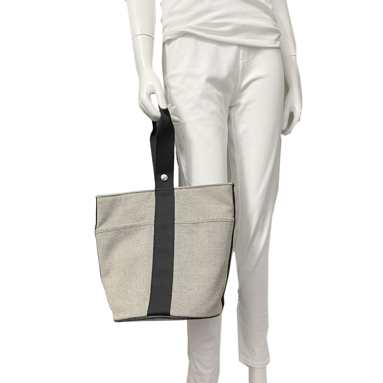 HERMES エルメス ハンドバッグ サクソーMM トワルアッシュ キャンバス 