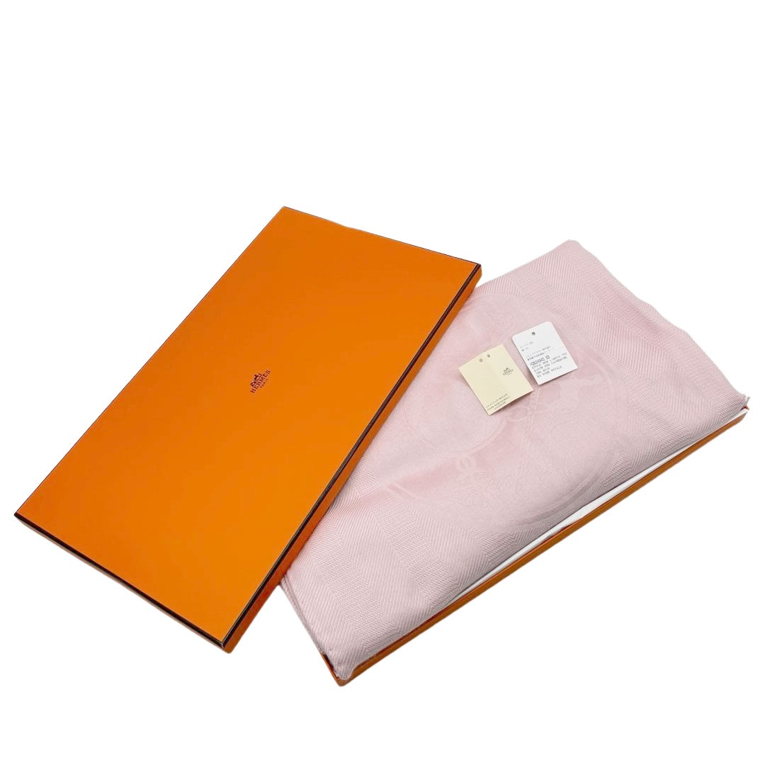 HERMES エルメス ショール ストール ニュー・リブリス ローズパール (ライトピンク) カシミヤ/シルク H262494S
