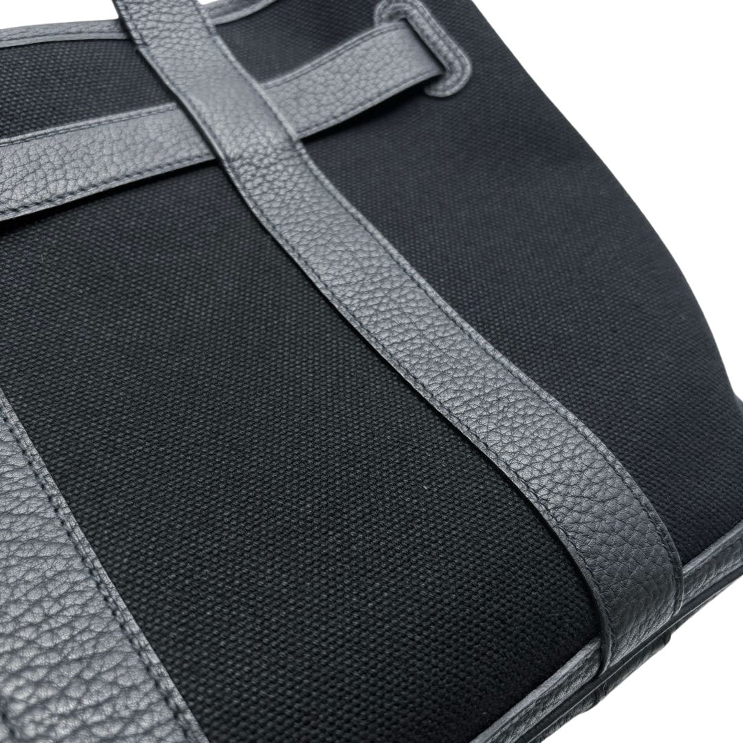 HERMES エルメス トートバッグ プティットサンチュールPM トワルアッシュ/レザー ブラック □K刻印