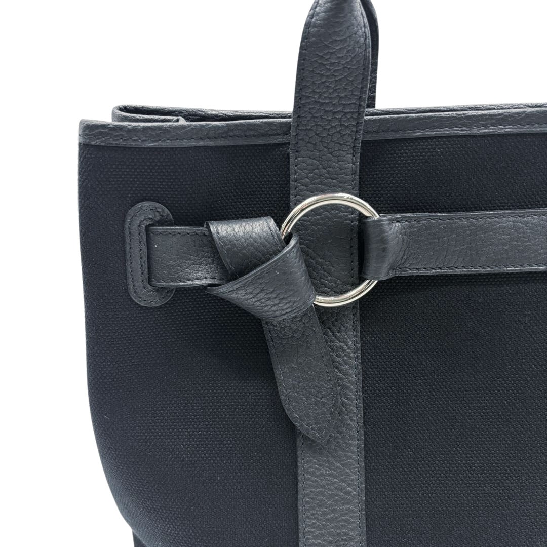 HERMES エルメス トートバッグ プティットサンチュールPM トワルアッシュ/レザー ブラック □K刻印