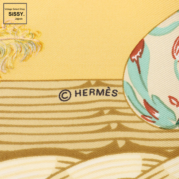 ■エルメス■ カレ90 「Couvee d' Hermes」 スカーフ シルク ベージュ ブラウン 【HERMES】