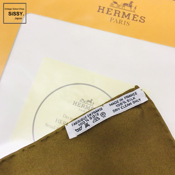 ■エルメス■ カレ90 「Couvee d' Hermes」 スカーフ シルク ベージュ ブラウン 【HERMES】