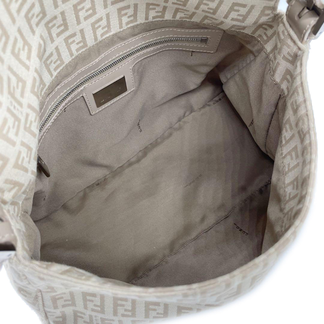 FENDI フェンディ ワンショルダーバッグ マンマバケット ズッキーノ ベージュ キャンバス シルバー金具